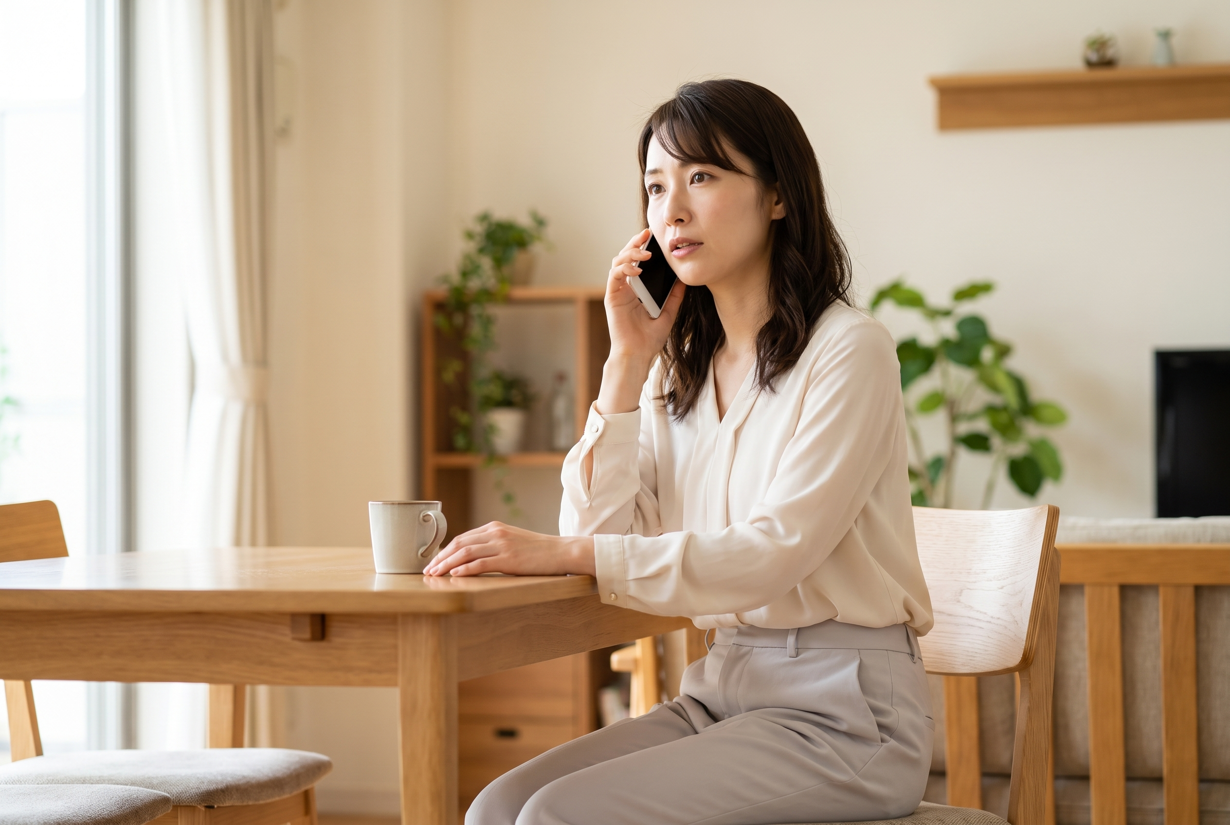 女性が電話をかけています