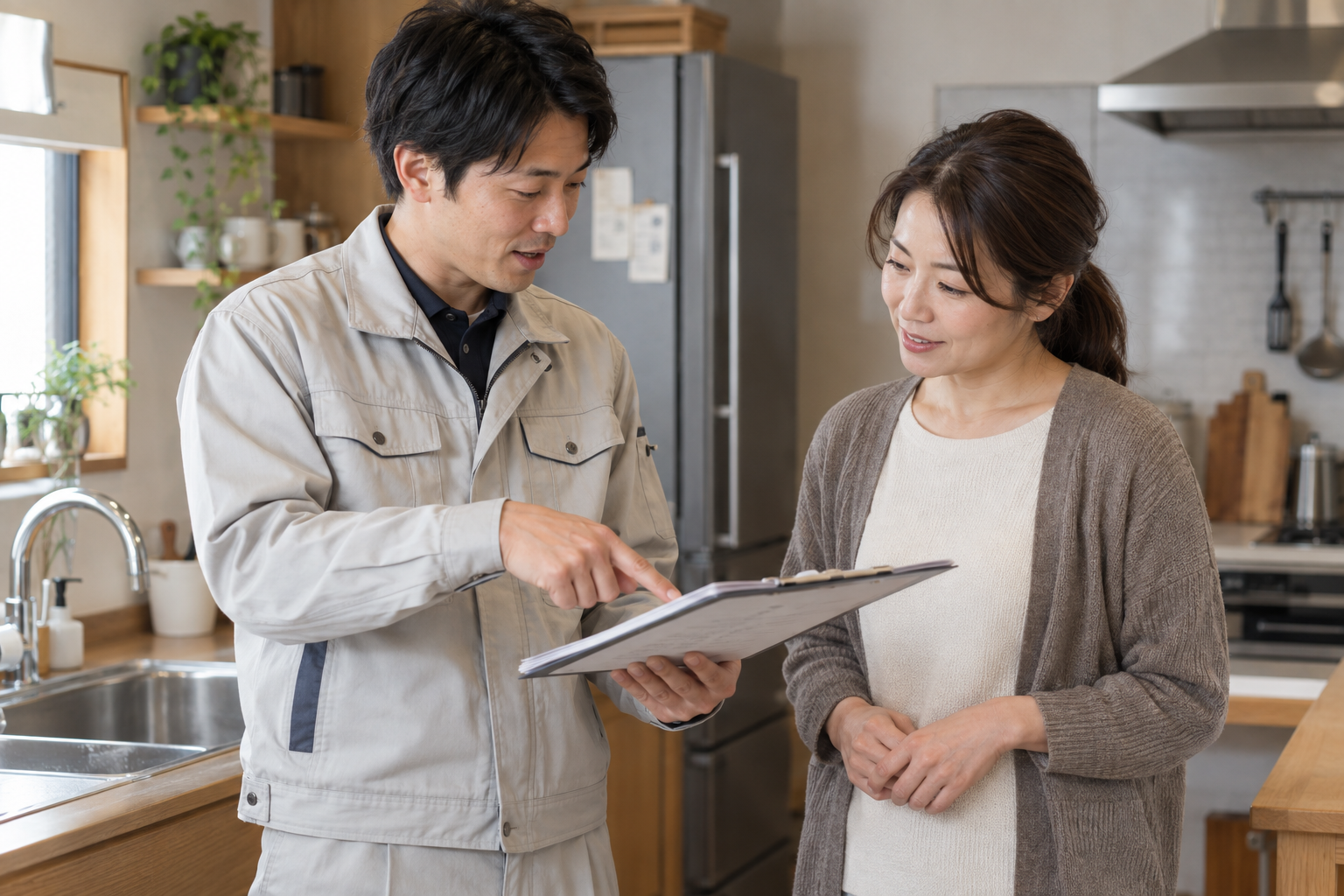 作業員が丁寧な説明をした上で作業を開始しています